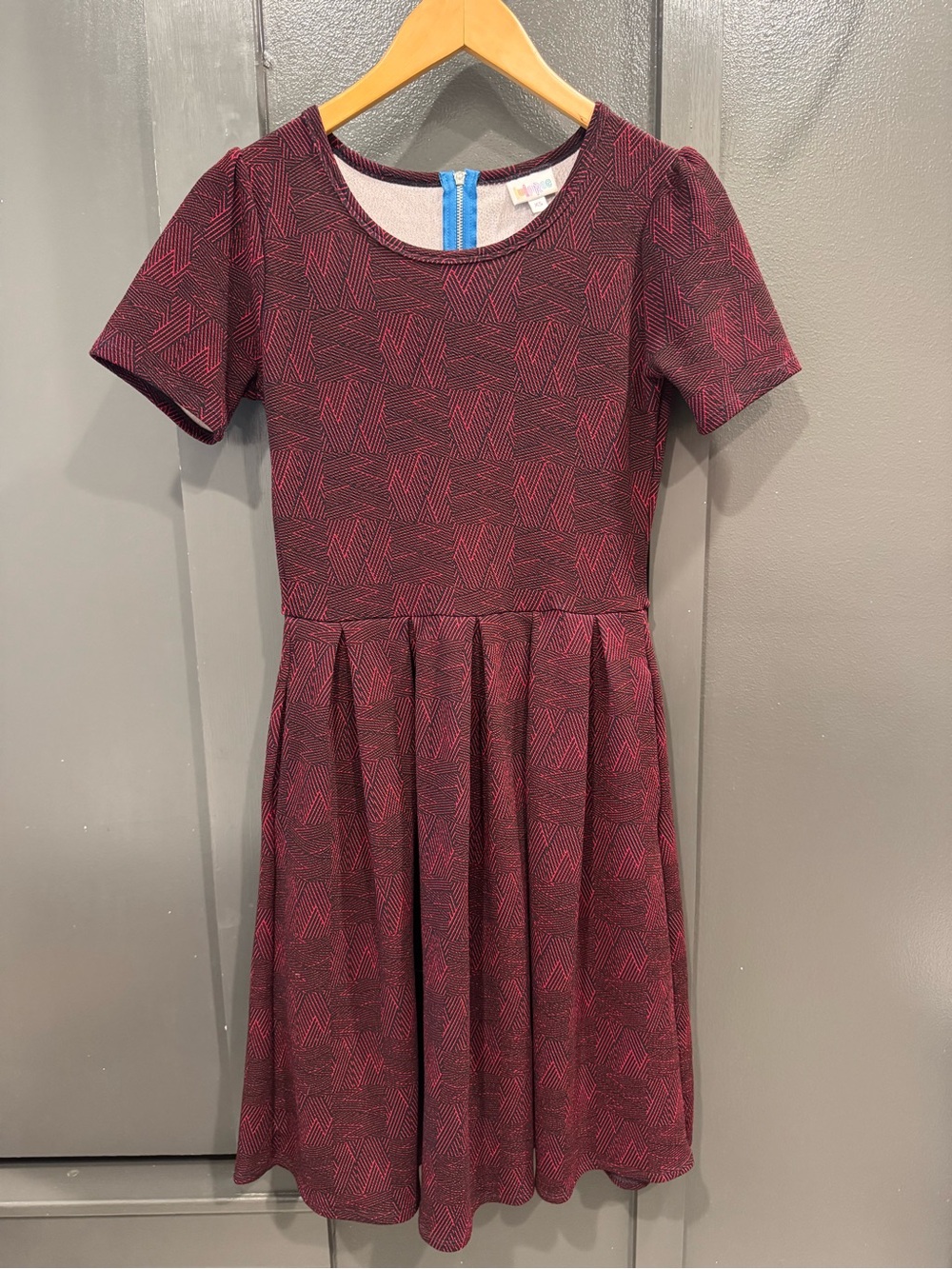 LulaRoe Burgundy Patterned Fit & Flare Dress